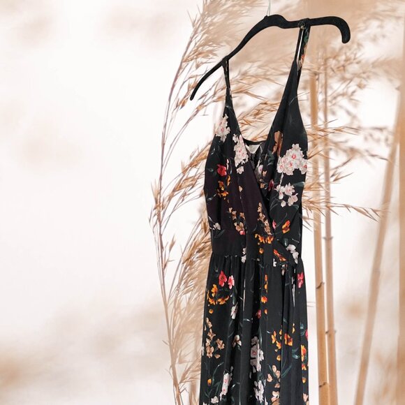 Black Spaghetti-Strap Floral Jumpsuit — Wild Garden Edit - Picture 3 of 5